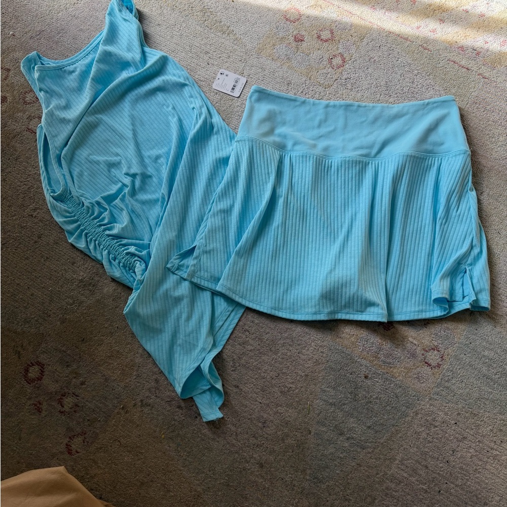 Free People Movement Skort Set size large in a light summer blue - Picture 2 of 6
